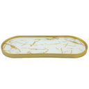 Ver imagem 1 de Bandeja Marmorizada Oval Banheiro Lavabo Decorativa Multiuso Cor Branco