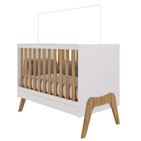 Berço Guti Retrô - Moveis Peroba Amendoa/branco