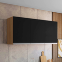 Ver imagem 1 de Armário Aéreo de Cozinha 3 Portas 120cm Andréia Amendôa/preto - Ajl Moveis