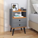 Ver imagem 2 de Mesa de Cabeceira Retrô Mesinha Pequena Gaveta Nicho Decoração Canto Quarto -cinza/cinamomo- Rpm