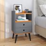 Mesa de Cabeceira Retrô Mesinha Pequena Gaveta Nicho Decoração Canto Quarto -cinza/cinamomo- Rpm - 2