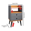 Ver imagem 5 de Mesa de Cabeceira Retrô Mesinha Pequena Gaveta Nicho Decoração Canto Quarto -cinza/cinamomo- Rpm