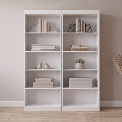 Kit 2 Estantes Multiuso para Livros 60x182,3x30 c/ 4 Prateleiras - Branca Espresso Moveis