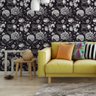 Papel de Parede Temático Floral Preto e Branco - 3,30x0,50m - 2