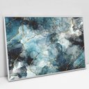 Ver imagem 1 de Quadro Decorativo em Canvas Abstrato Mármore Azul - Moldura Branca - 120 x 80cm