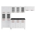 Ver imagem 2 de Cozinha Completa Modulada de Aço 4 Peças com Vidros e Gabinete Pia Multimóveis CR20351 