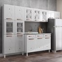 Ver imagem 1 de Cozinha Completa Modulada de Aço 4 Peças com Vidros e Gabinete Pia Multimóveis CR20351 