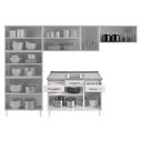 Ver imagem 3 de Cozinha Completa Modulada de Aço 4 Peças com Vidros e Gabinete Pia Multimóveis CR20351 