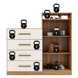 Cômoda Áurea 2 Portas 4 Gavetas 1,20 M - Comoda para Quarto - Demobile:amêndoa/off White - 5