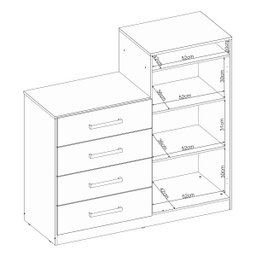 Cômoda Áurea 2 Portas 4 Gavetas 1,20 M - Comoda para Quarto - Demobile:amêndoa/off White - 10