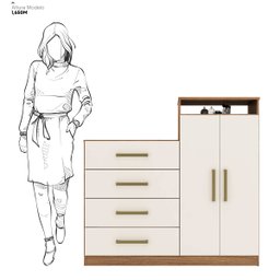 Cômoda Áurea 2 Portas 4 Gavetas 1,20 M - Comoda para Quarto - Demobile:amêndoa/off White - 6