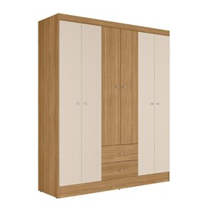 Guarda Roupa Casal 6 Portas 2 Gavetas Itália Freijó Off White Kits Paraná