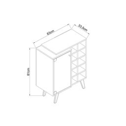 Adega de Sala Jantar Bar Capri 1 Porta c/ Vidro Brunne/Preto - Genialflex - 2