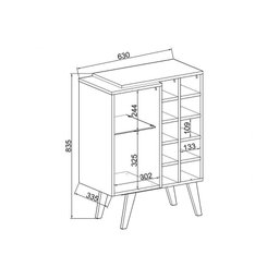 Adega de Sala Jantar Bar Capri 1 Porta c/ Vidro Brunne/Preto - Genialflex - 3