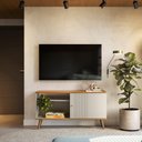 Ver imagem 1 de Rack Bancada Ruan Mdp/mdf Tv até 50 Polegadas Porta e Nichos Nature/off White G77 - Gran Belo