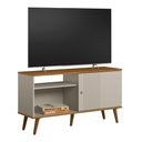Ver imagem 2 de Rack Bancada Ruan Mdp/mdf Tv até 50 Polegadas Porta e Nichos Nature/off White G77 - Gran Belo