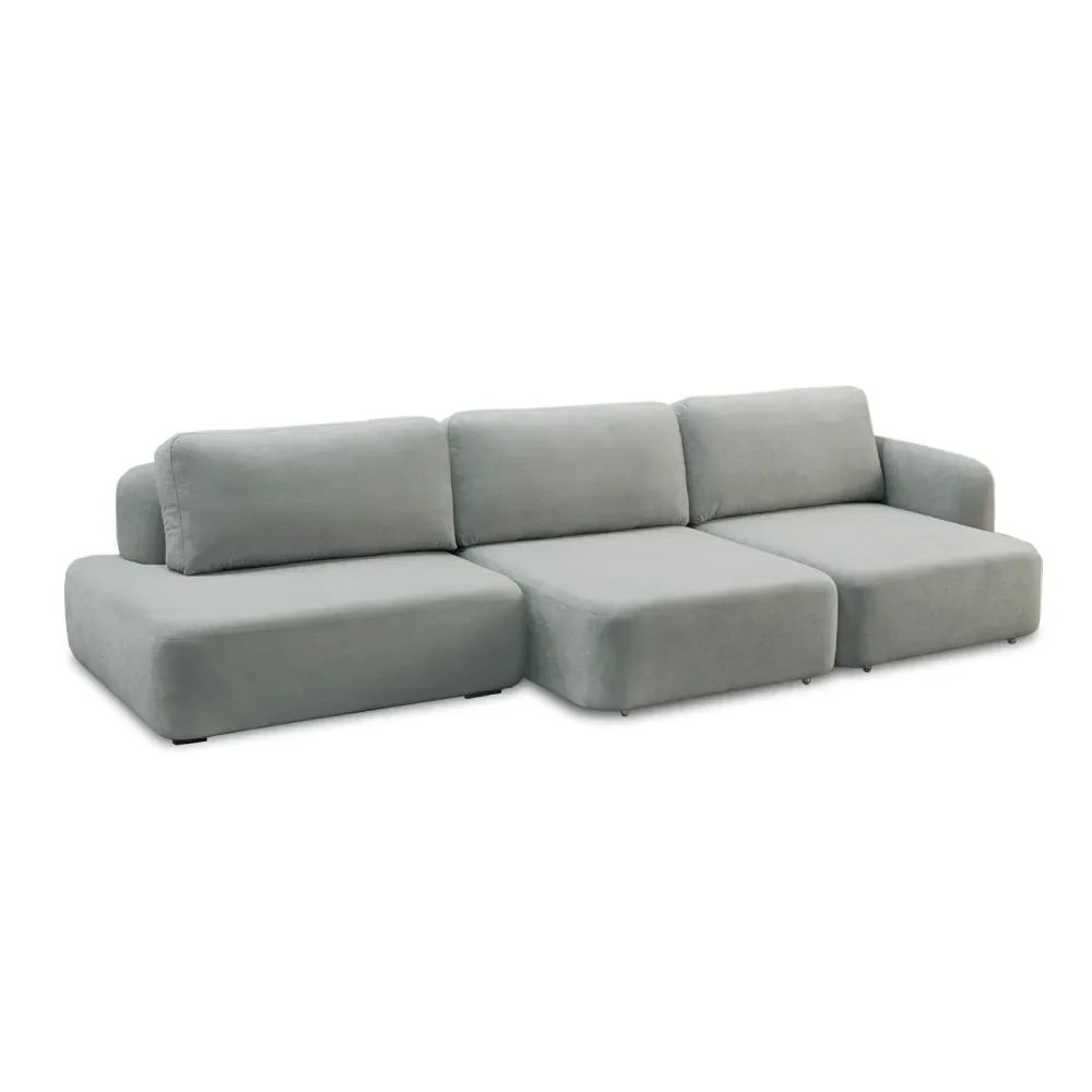 Sofa Retratil Liverpool 3,12m 3 Lugares Tecido Boucle Cinza
