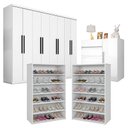 Ver imagem 1 de Quarto de Casal Guarda Roupa 1684 e Cômoda Exellence 8000 com 02 Sapateiras Lais Branco Brilho – Ara