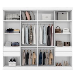 Quarto de Casal Guarda Roupa 1684 e Cômoda Exellence 8000 com 02 Sapateiras Lais Branco Brilho – Ara - 3