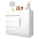 Ver imagem 4 de Quarto de Casal Guarda Roupa 1684 e Cômoda Exellence 8000 com 02 Sapateiras Lais Branco Brilho – Ara