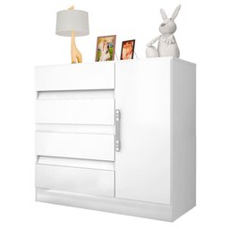 Quarto de Casal Guarda Roupa 1684 e Cômoda Exellence 8000 com 02 Sapateiras Lais Branco Brilho – Ara - 4
