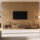 Ver imagem 1 de Rack Extensível Ripado com Painel TV 86 Polegadas Planejado 320x230cm Aruá CabeCasa MadeiraOriginals Marrom