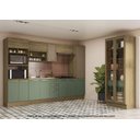 Ver imagem 1 de Armário de Cozinha Modulada Completa Reta 8 Peças 4,00m Botanic Kappesberg - Nogueira/verde Oliva