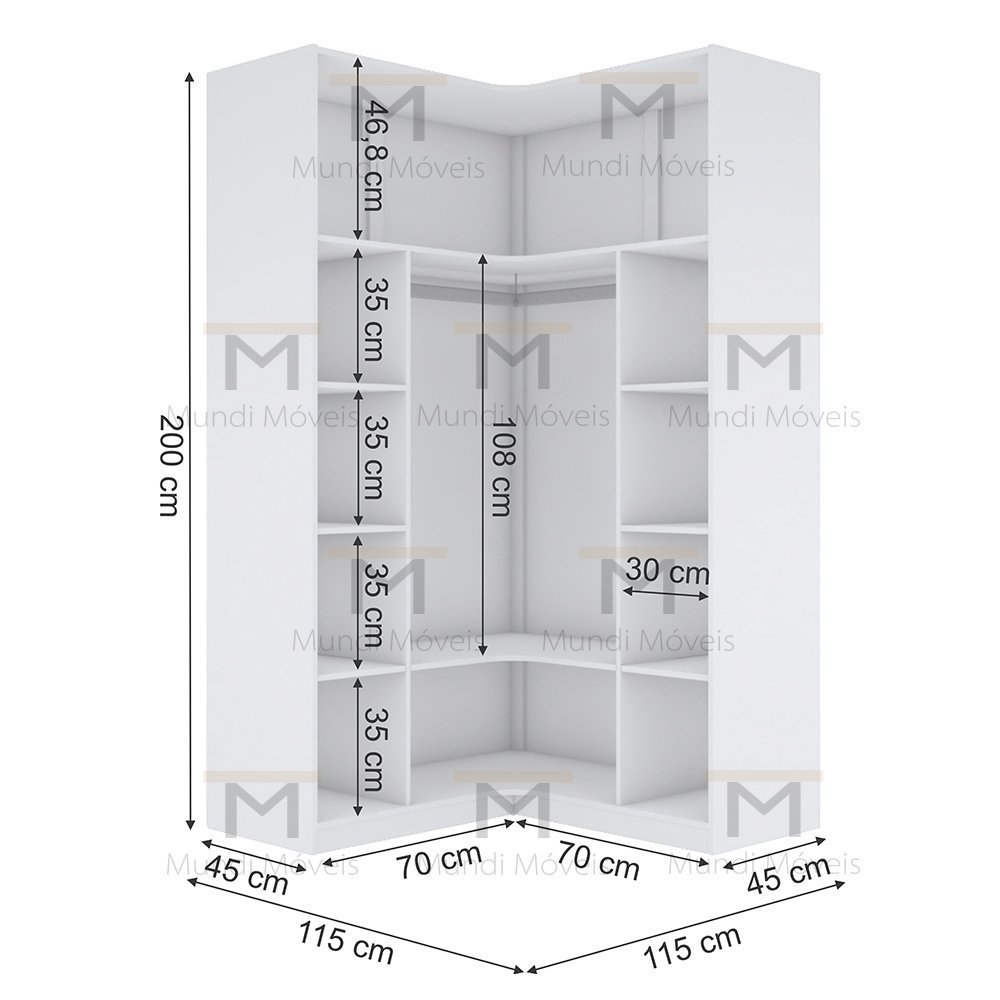 ARMÁRIO DE CANTO CLOSET M101.2021.B (CASA, QUARTO) MUNDI MOVEIS - 2