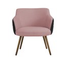 Ver imagem 7 de Kit 2 Poltronas Decorativas Kitana Pés Palito Couro/Linho Preto/Rosa - Gran Belo