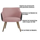 Ver imagem 3 de Kit 2 Poltronas Decorativas Kitana Pés Palito Couro/Linho Preto/Rosa - Gran Belo