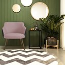 Ver imagem 6 de Kit 2 Poltronas Decorativas Kitana Pés Palito Couro/Linho Preto/Rosa - Gran Belo