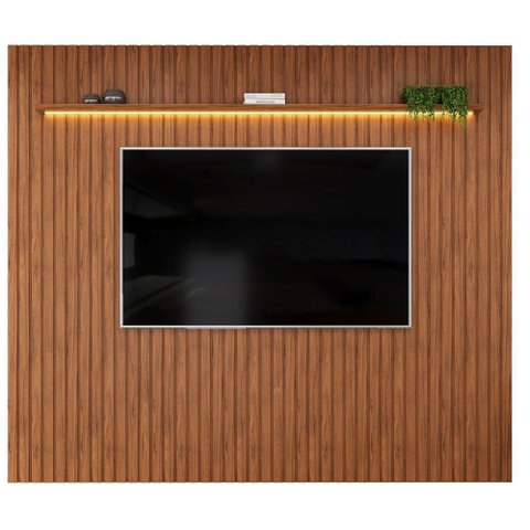 Painel para TV Trento 275 Ripado Freijó com LED-DJ Móveis