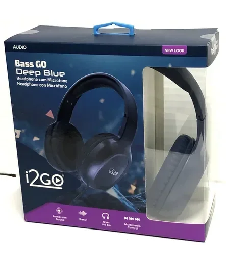 Headphone Com Microfone Bass Go Deep Blue I2G0 Plus 1,2m Azul - 3
