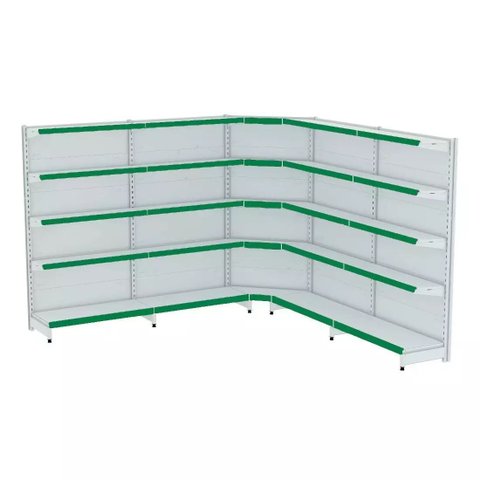 Gondola Parede 170 Fit Ate 4 Metros 1 Canto Branco 25b Pe Verde