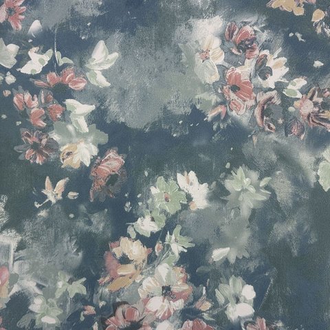 Papel de Parede Floral Azul Vinilico Lavável com Cola Inclusa