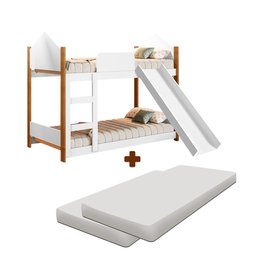 Beliche Infantil Casinha Branca com Escorregador e 2 Colchões Magia Gabrielli - 2