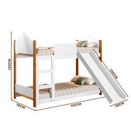 Beliche Infantil Casinha Branca com Escorregador e 2 Colchões Magia Gabrielli - 4