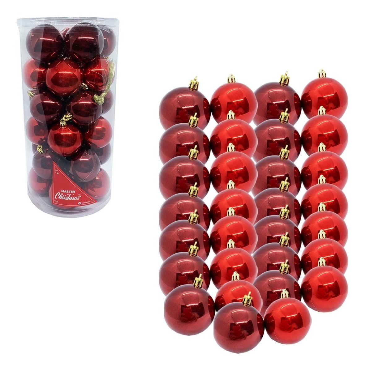 Bolas De Natal Mista Vermelho e Vinho C/30PCS 6cm