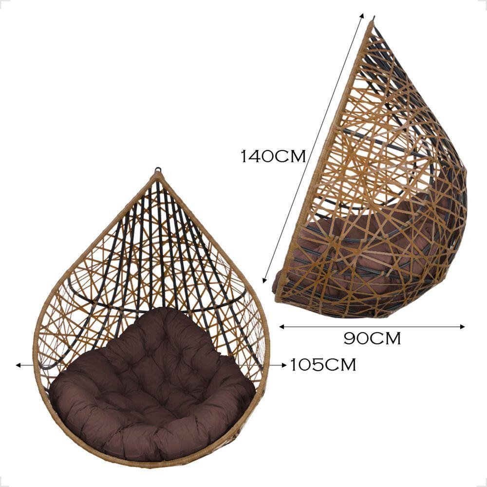 Balanço Ninho Gota Suspenso com Mosquetão e Mola para Área de Lazer - Caramelo A4 - 8