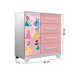 Jogo de Quarto Infantil Meninas Princesa Cama e Cômoda - 3