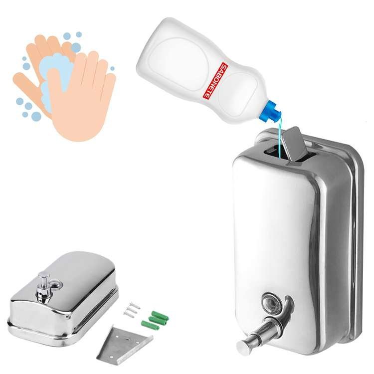 Kit 5x Dispenser Saboneteira Detergente Sabonete Líquido Inox 500ml Para Parede Cozinha Banheiro Lav - 6