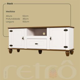Rack Tv Retrô 2p 1g Off White-nogueira - 3