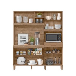 Cozinha Compacta 7 Portas e 1 Gaveta Alecrim Carvalho Rústico / Ripado Madeira - Nicioli - 2 Cozinha Compacta 7 Portas e 1 Gaveta Alecrim Carvalho Rústico / Ripado Madeira - Nicioli - 2