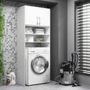 Ver imagem 1 de Armário Multiuso Lavanderia 2 Portas 3 Nichos Provençal Branca