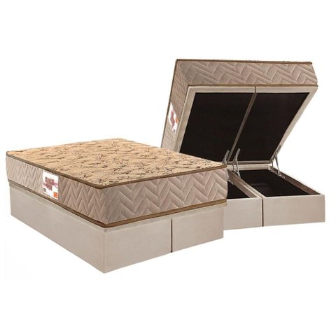 Cama Box Baú Queen: Colchão Ortopédico Paropas D28 Ag65 Royalle Clean + Base Crc Suede Clean (