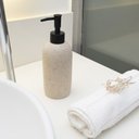 Ver imagem 1 de Porta Sabonete Líquido de Resina Oval Areia 265ml - Oikos