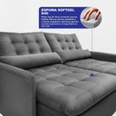 Ver imagem 2 de Sofá sem Caixa Retrátil 1,60m Softgel Celeste Velusoft Cinza Cama Inbox