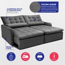 Ver imagem 3 de Sofá sem Caixa Retrátil 1,60m Softgel Celeste Velusoft Cinza Cama Inbox