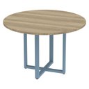 Ver imagem 1 de Mesa de Reunião Redonda P25 Pandin 110 Cm (largura) Tampo Mdp Noce Naturalle Pé Aço Tubular Azul