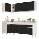 Ver imagem 1 de Armário de Cozinha Modulado de Canto Direito 4 Peças Cp41 Balcão com Tampo Branco/preto - Lumil Lumi